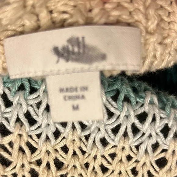 J.Jill Linen Blend Crochet Sweater Navy Blue Boho - Picture 5 of 6